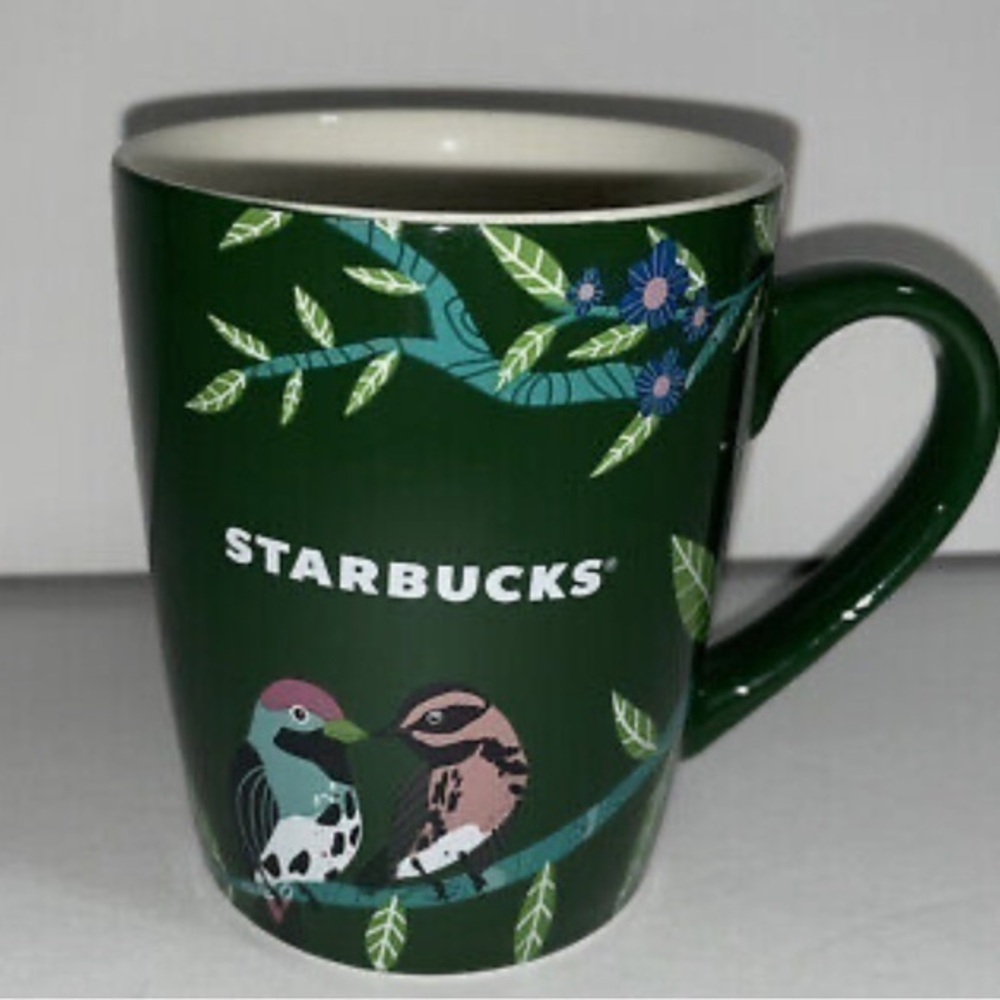 Starbucks 2020 Dark Green Tropical Jungle Birds Coffee Mug Tea Cup